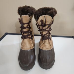 Vintage Sorel Kaufman Canada Tan Insulated Winter Snow Boots Women's Size 7